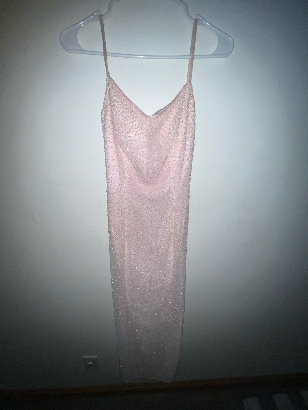 Shimmering Blush silk Pink Slip Dress with Cowl Neck